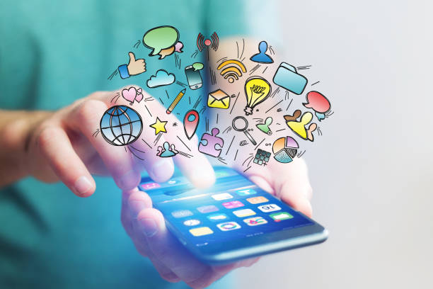 istock Concept of hand drawn mulitmedia icon going out of technology smartphone interface 678724050
