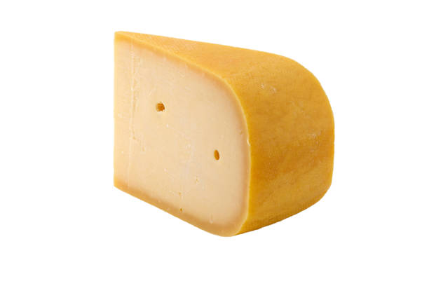 slice of old cheese isolated isolated on white background with clipping path