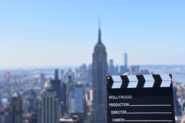 istock Clapper board  in the background of Empire State Building 678729030