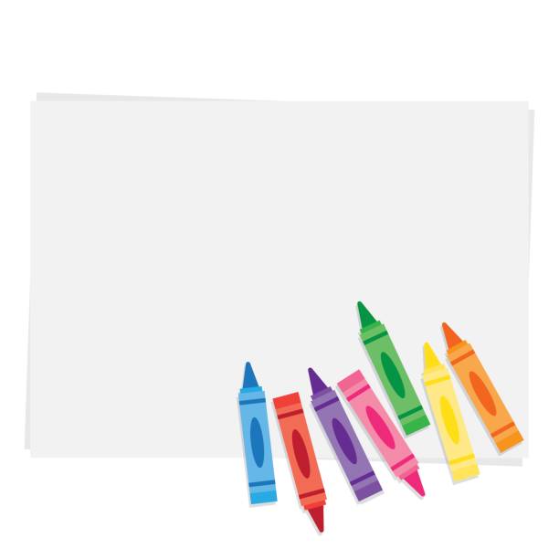 종이 배경 왁 스 크레용 - spectrum pencil art and craft equipment rainbow stock illustrations