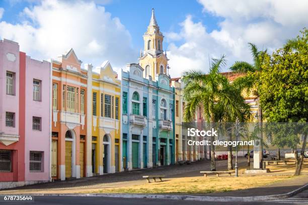 Colorful Houses Of Antenor Navarro Square At Historic Center Of Joao Pessoa Joao Pessoa Paraiba Brazil Stock Photo - Download Image Now