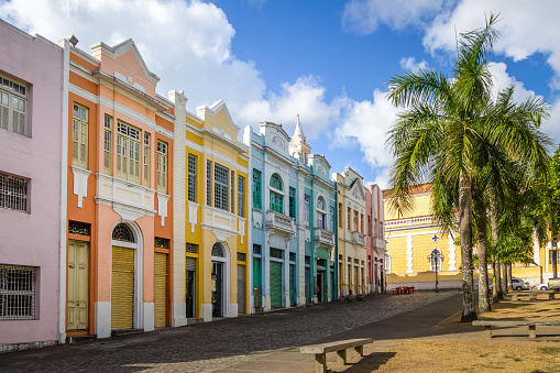 Casas coloridas de Antenor Navarro Plaza en el histórico centro de João Pessoa - Joao Pessoa, Paraiba, Brasil photo