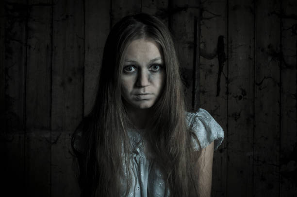 istock Horror girl in white dress 678738670