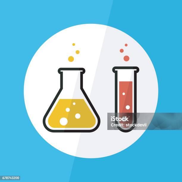 Chemical Substance In Flask And Test Tube Stock Illustration - Download Image Now