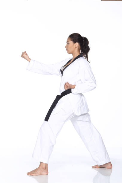 istock Master Black Belt TaeKwonDo Teacher show fighting pose, 678744494