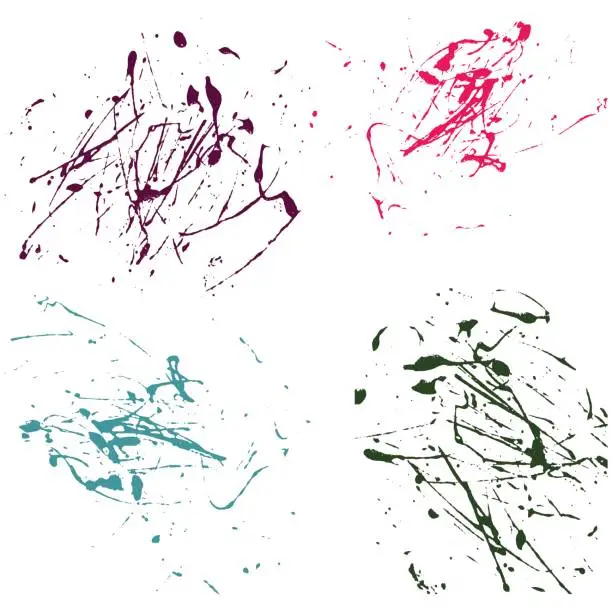 Vector illustration of Vector splatter paint abstract on white background set hand draw