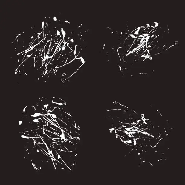 Vector illustration of Vector splatter paint abstract on black background set hand draw