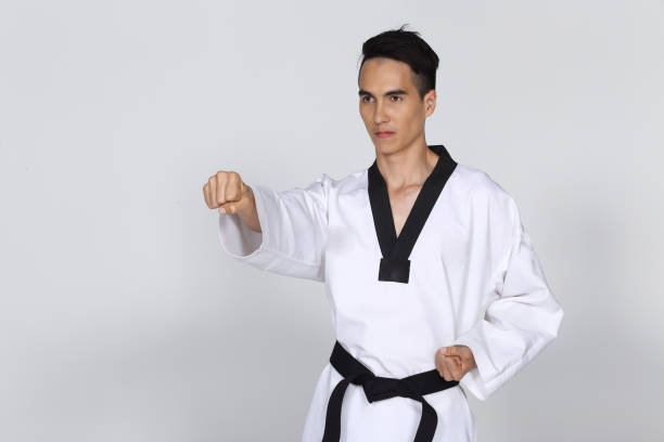 istock Master Black Belt TaeKwonDo Teacher show fighting pose, 678753296