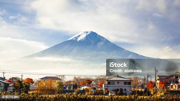 Mt Fuji View From Kawaguchiko Lake Village In Autumn Season Japan Stock Photo - Download Image Now