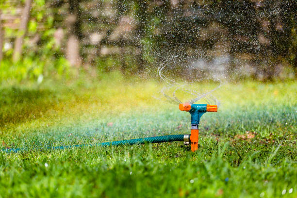 istock Garden sprinkler watering grass 678778444
