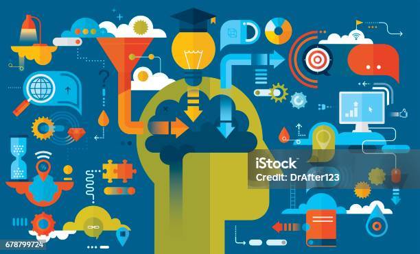 Learning Vector Blue Learning Dark Blue Background Stock Illustration - Download Image Now ...