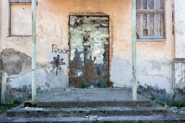 Abandoned buildings facade Daugavpils fortress