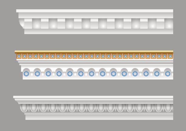 ÐÑÐ½Ð¾Ð²Ð½ÑÐµ RGB A set of classical cornices for the walls of buildings. Stucco molding. Vector graphics architectural cornice stock illustrations