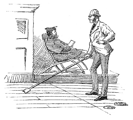 Man playing Shuffleboard - scanned 1878 engraving