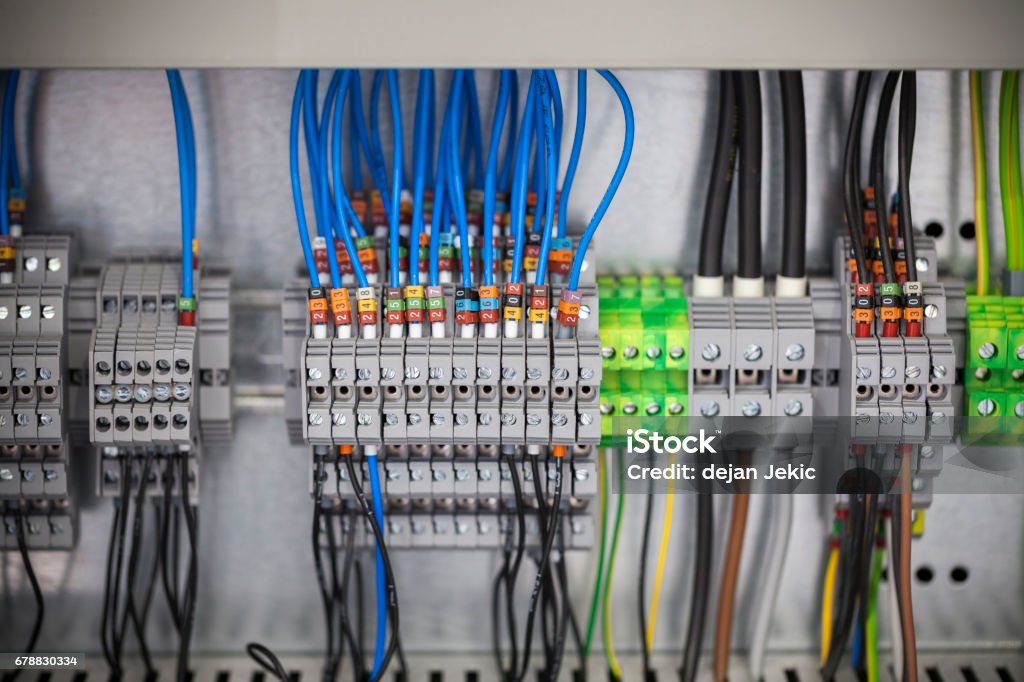 control panel control panel, cable assemblies, close up Cable Stock Photo