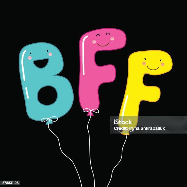 Cute Smiling Cartoon Characters Of Letters Bff As Party Balloons Stock  Illustration - Download Image Now - iStock