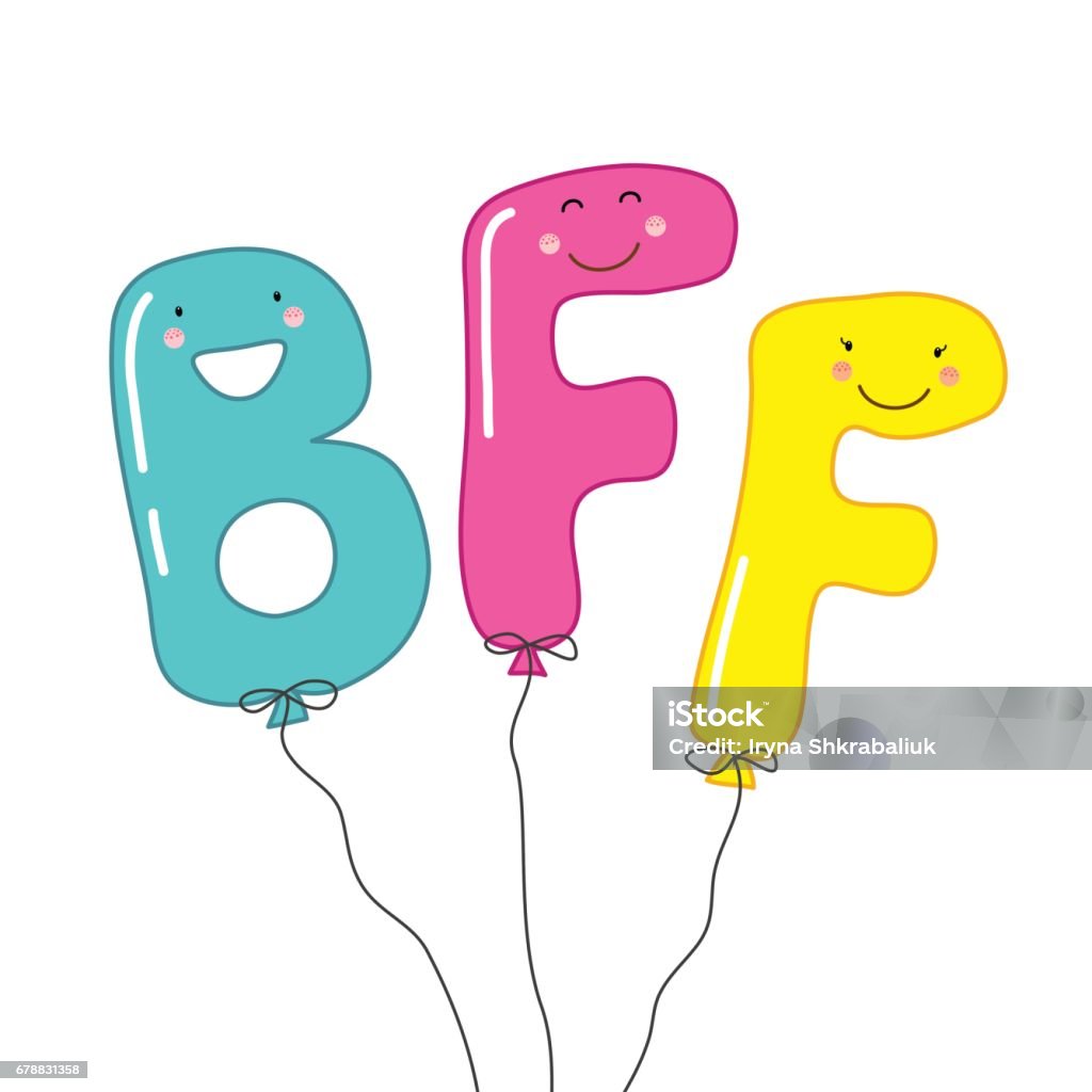 Vetores de Bonitinho Sorrindo Personagens De Desenhos Animados De Letras Bff  Como Balões De Festa e mais imagens de Abraçar - iStock