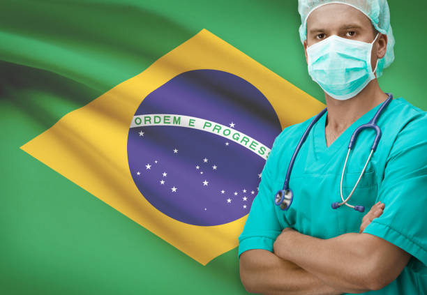istock Surgeon with flag on background series - Brazil 678835384