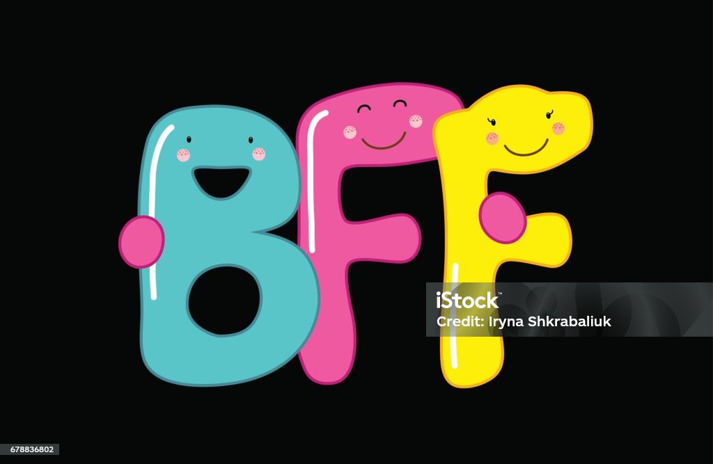 Vetores de Cute Personagens De Desenhos Animados De Letras Bff Melhores  Amigos Para Sempre A Sorrir e mais imagens de Abraçar - iStock