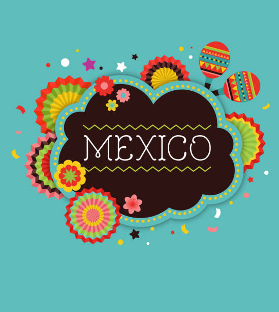 Mexican Fiesta background banner Mexican Fiesta background, banner and poster design with flags, decorations, greeting card craft product stock illustrations