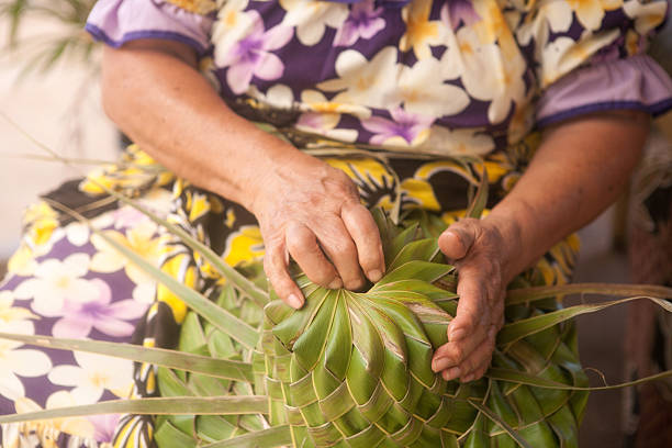 craftsman hands working basketry in Mediterranean  Balearic islands