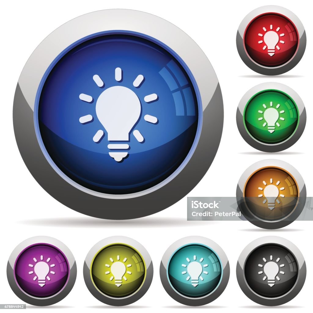 Basic Lamp Button Lighting Bulb Button Set Stock Illustration - Download Image Now ...