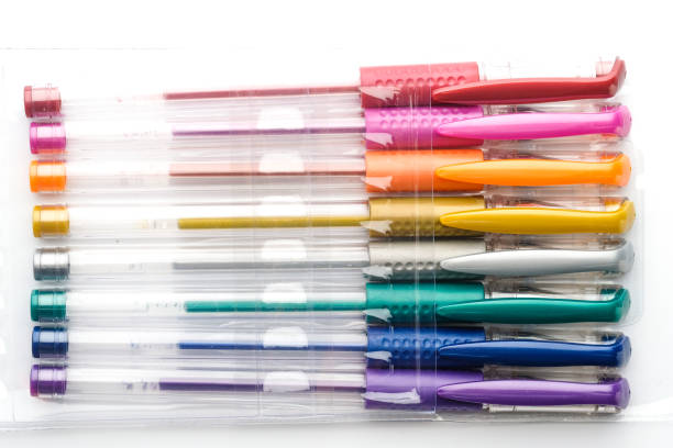 istock Colorful gel pen on white background 678847934