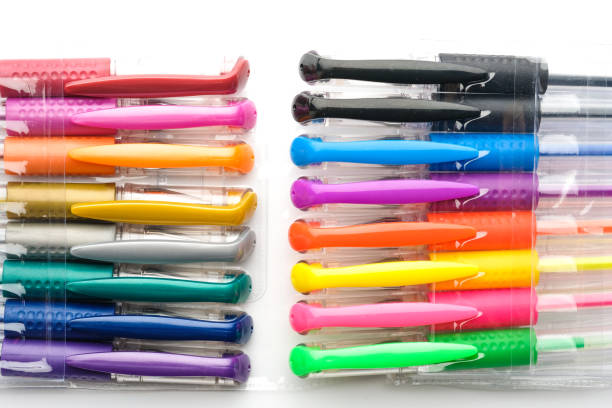 istock Colorful gel pen on white background 678847992