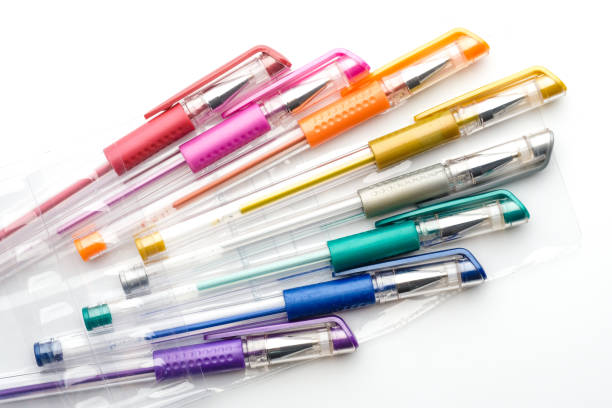 istock Colorful gel pen on white background 678848076