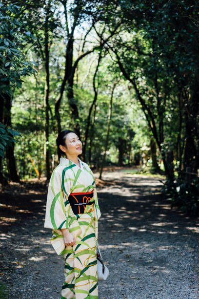 istock Japanese woman with typical yukata clothes 678853258