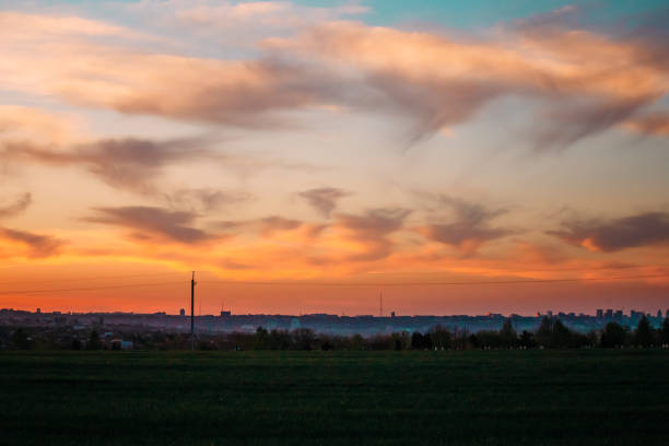 istock Beautiful fiery sunset. 678870288