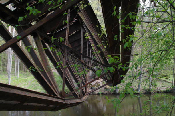 istock The destroyed railway bridge over the river 678870296