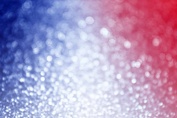 Red White and Blue Blur Abstract patriotic red white and blue glitter sparkle blur background bastille day photos stock pictures, royalty-free photos & images