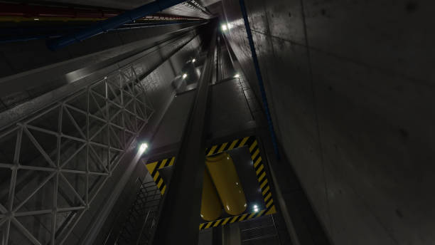 upping elevator lift view inside elevator shaft technology concept stock photo