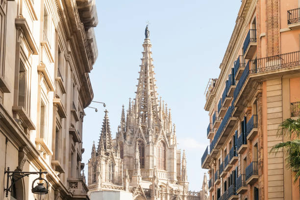 istock Gothic cathedral in sunset light, Barcelona 678921680