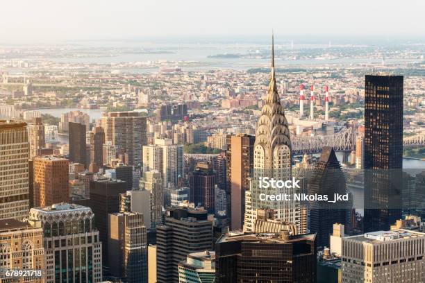 New York City Manhattan Chrysler Building Aerial View With Skyscrapers View From Empire State Building Stock Photo - Download Image Now