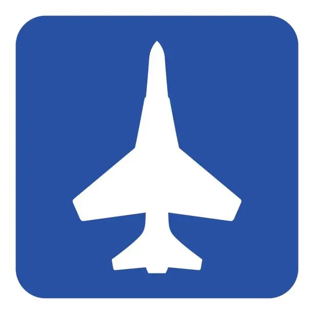 Vector illustration of blue, white information sign - fighter icon