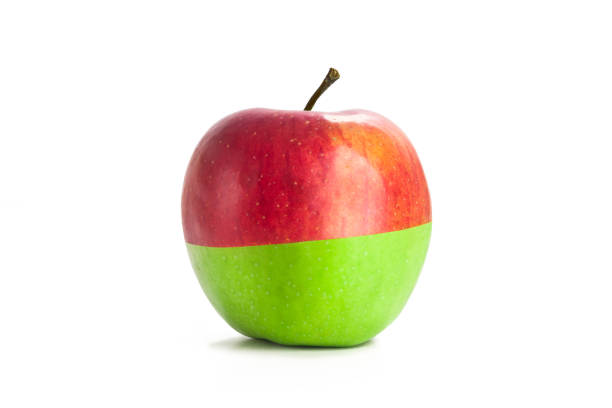 istock Green and red apple on a white background 678929230