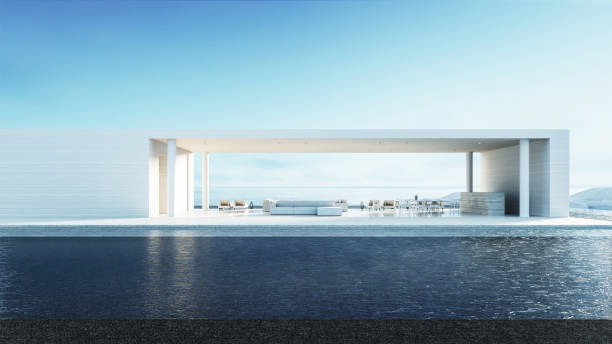 istock Beach living room - Beach lounge / 3D render interior 678964964
