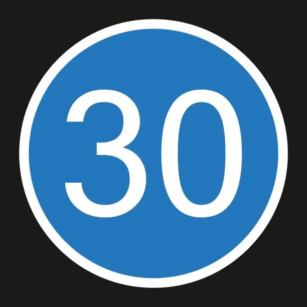 Vector illustration of Minimum Speed Sign 30 flat icon