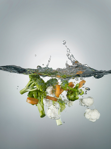 vegetables thrown in water