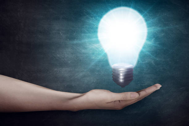 istock Closeup of human hand holding light bulb. Creativity concept 678988148