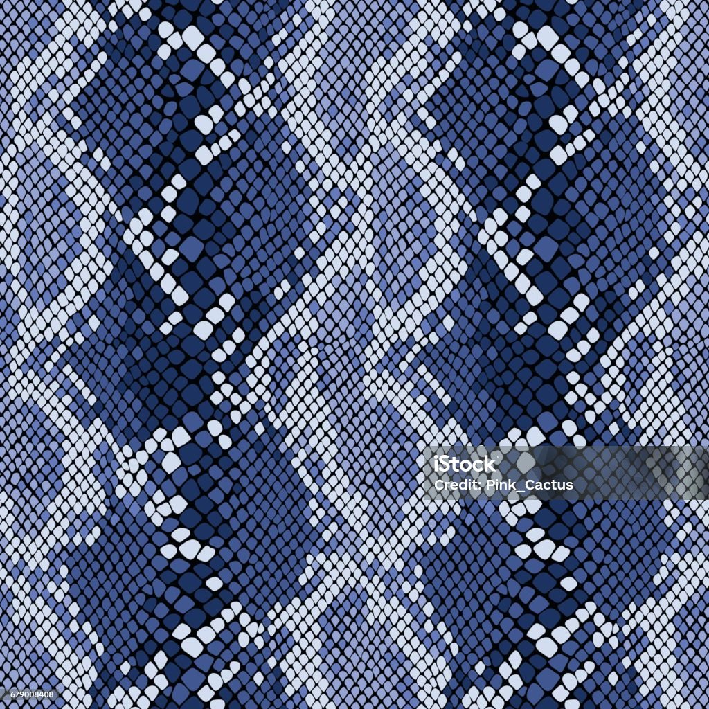 Snakeskin seamless vector pattern in indigo blue. Snakeskin seamless vector pattern. Animal print in indigo blue. Snakeskin stock vector