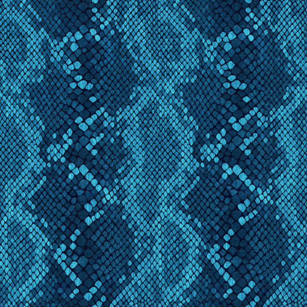 teksturowany wzór skóry węża w turkusowym - snakeskin snake animal skin pattern stock illustrations