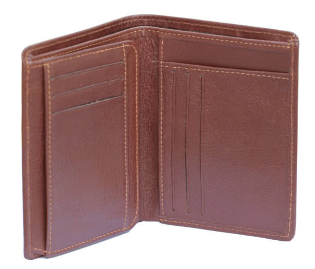 istock Brown leather wallet isolated on white background 679025102