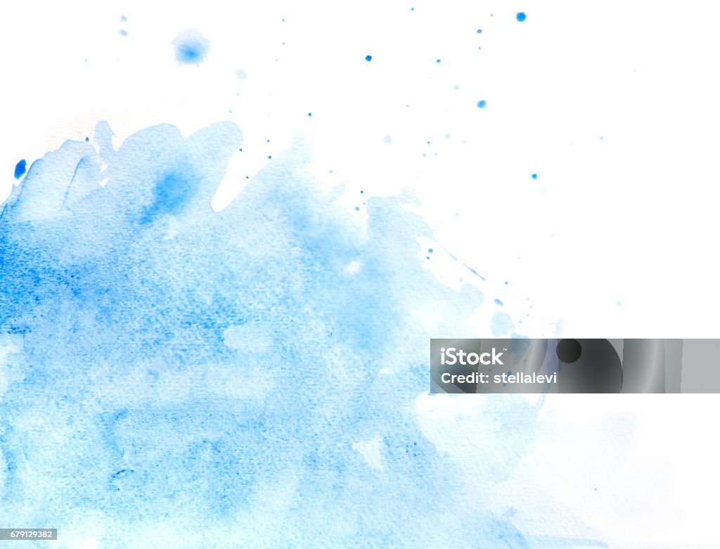 Blue abstract watercolor of splashing water Blue watercolor background with splashes on white watercolor paper Blue stock illustration