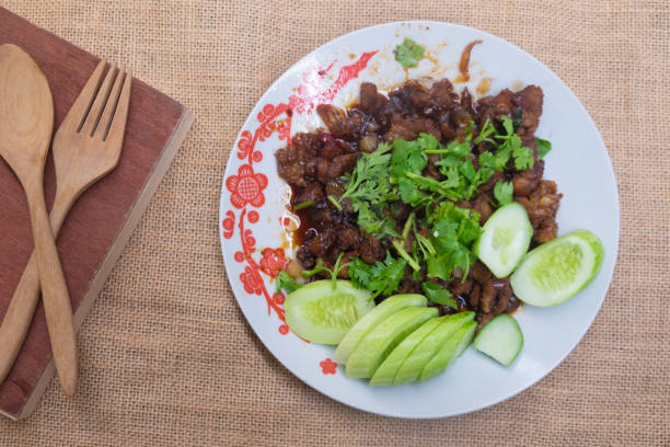 istock Thai homemade, food stir fried pork with sugar it called 