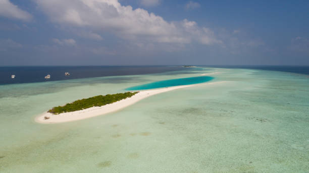 ilha smal de conto de fadas no oceano índico, maldivas - luxary - fotografias e filmes do acervo