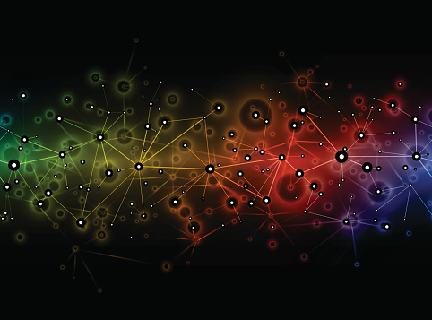 Social media science technology rainbow network background