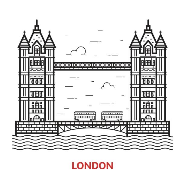 ilustrações de stock, clip art, desenhos animados e ícones de london bridge vector illustration - local landmark international landmark middle ages tower of london